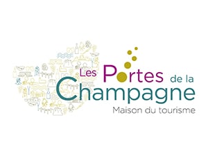 Logo Les portes de la Champagne représentant les différents métiers liés aux vignobles de la région